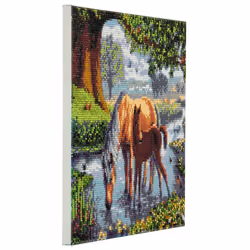 OZ International Crystal Art Kit Tableau Broderie Diamant 30X30Cm Chevaux
