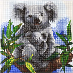 OZ International Crystal Art Kit Tableau Broderie Diamant 30X30Cm Koalas, Crystal Art, 300 mm, 300 mm, Consumer Unit ou UVC u ...