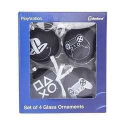Boules de Noël en verre noir PALADONE - PlayStation - Lot de 4 - 7cm de diamètre - Multicolore