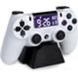 Réveil manette PlayStation blanche avec écran LCD rétroverse