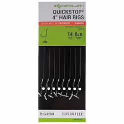 Hameçons Korum 4 Big Fish Hair Rigs W/Quickstops Barbed