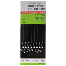 Hameçons Korum 4 Big Fish Hair Rigs W/Quickstops Barbed