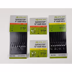 Hameçons Korum 4 Big Fish Hair Rigs W/Quickstops Barbed