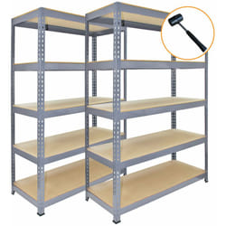 Monster Racking - 3 Rayonnages Q-Rax en Acier 100% Sans Boulons Gris 120cm x 50cm x 182,5cm Capacité de 200KG par niveau Rangement Garage Entrepôt