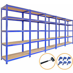 Monster Racking - 5 Etagères Rangement en Acier - 90 x 45 x 180 cm - T-Rax -mdf Robuste - Aménagement Garage, Atelier, Entrepôt, Bricolage - 280Kg