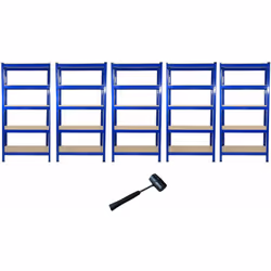 Monster Racking - Lot de 5 T-Rax 75 cm & Etabli - Rangement Garage, Atelier, Entrepôt, Usine - Robuste 150Kg par Planche - 100% sans boulons & Facile