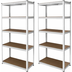 Monster Racking - 2 Étagères Rangement E-Rax Acier Galvanisé Blanche - 90x40x180cm - Capacité de 200Kg par Niveau Soit 2000KG Pour L'Ensemble