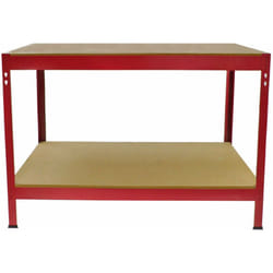 Etabli d'Atelier / Table de Travail Rouge en Acier à Montage Sans Boulons pour Atelier, Garage, Hangar. 90cm x 120cm x 60cm - Monster Racking