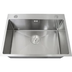 Evier Simple Cuisine Inox Carré Finition Satiné - KuKoo - 1 Bac - Sans égouttoir