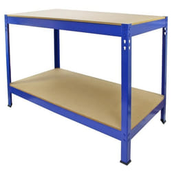 Etabli De Travail Q-rax Bleu 100cm Bricolage Rangement Atelier Mdf Table De Travail Garage 400kg Max Capacité 200kg Par Planche
