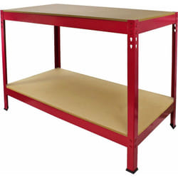Etabli de Travail Q-RAX Rouge 100cm Bricolage Rangement Atelier MDF Table de Travail Garage 400KG Max Capacité 200Kg par Planche