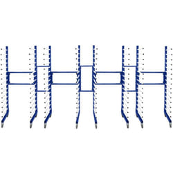 Chariots de Séchage Combinables en Acier Bleu x4 & 3 Connecteurs – 25KG / Niveau, 15 Étages, Jusqu'à 375KG - Étagères Interconnectables sur Roulettes