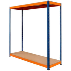 Rayonnage Garage S-Rax – Rangement Industriel Robuste & Ajustable 2 Étages 180 x 180 x 60cm – Capacité 300kg / étage – 100% sans boulons [Pieds en caoutchouc antidérapants & 3 supports transversaux]