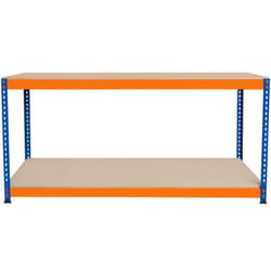 Monster Racking - tabli Ajustable à 2 Niveaux S-Rax, Plan de Travail en Bois Aggloméré Robuste, Capacité 300kg, Bricolage Atelier Garage, Assemblage