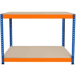Monster Racking - tabli Ajustable à 2 Niveaux S-Rax, Plan de Travail en Bois Aggloméré Robuste, Capacité 300kg, Bricolage Atelier Garage, Assemblage