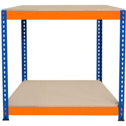 Monster Racking - tabli Ajustable à 2 Niveaux S-Rax, Plan de Travail en Bois Aggloméré Robuste, Capacité 300kg, Bricolage Atelier Garage, Assemblage