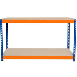Monster Racking - tabli Ajustable à 2 Niveaux S-Rax, Plan de Travail en Bois Aggloméré Robuste, Capacité 300kg, Bricolage Atelier Garage, Assemblage