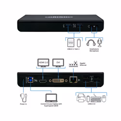 Origin Storage 40A80045IT-OS station d'accueil USB 3.2 Gen 1 (3.1 Gen 1) Type-A Noir - Vue supplémentaire 7