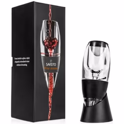 Aérateur De Vin Savisto En Acrylique Avec Bec Verseur Filtre Et Présentoir - Noir