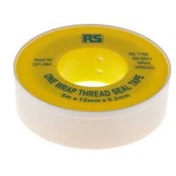 Rs Pro - Ruban Téflon, 12mm x 0.2mm Blanc, +260°C ( Prix pour 1 )