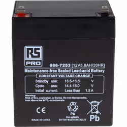 Capacité = 5Ah Tension nominale = 12V Fabrication = AGM Type de terminaison = Faston F1 Dimensions = 90 x 70 x 101mm Poids = ...