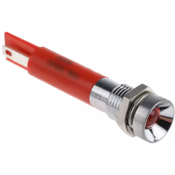 Tension nominale = 24V c.c. Couleur du flux lumineux = Rouge Taille de l'orifice de fixation = 8mm Type de lampe = LED Type d ...