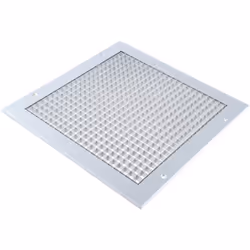 Dimensions = 300 x 300mm Largeur de bride = 20mm Configuration des volets = Eggcrate Matériau = Aluminium Couleur = Argent Ha ...