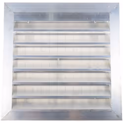 Dimensions = 351 x 351mm Largeur de bride = 32mm Configuration des volets = Parallèle Matériau = Aluminium Couleur = Argent H ...