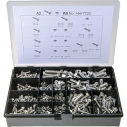 Rs Pro - Kit de vis et écrous en Acier Inoxydable Brut, 624 pièces ( Prix pour 1 )
