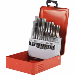 Taille de filetage = M3 à M12 Type = Taraud à main Nombre de pièces = 22 Matériau = HSS Jeu de tarauds à main HSS 22 pièces d ...