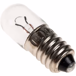 Tension = 6,5 V Base de la lampe = E10 Courant = 300 mA Diamètre = 10mm Taille de la lampe = T3 1/4 Longueur = 28 mm Couleur ...
