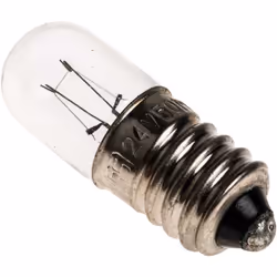 Tension = 24 V Base de la lampe = E10 Courant = 50 mA Diamètre = 10mm Taille de la lampe = T3 1/4 Longueur = 28 mm Couleur de ...