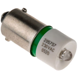 Rs Pro - Voyant à led Vert, culot BA9S, 230V c.a. ( Prix pour 1 )