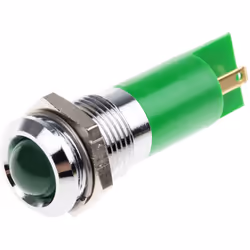 Tension nominale = 12V c.a. Couleur du flux lumineux = Vert Taille de l'orifice de fixation = 14mm Type de lampe = LED Type d ...