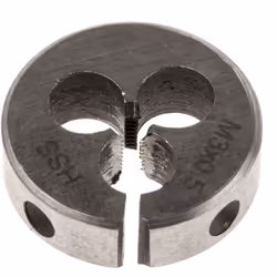 Taille de filetage = M3 Pas = 0.5mm Diamètre extérieur = 13/16pouce Filières HSS (classe M2). Filières de précision, conforme ...
