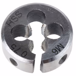 Taille de filetage = M6 Pas = 0.75mm Diamètre extérieur = 13/16pouce Matériau = HSS Filières HSS (classe M2). Filières de pré ...