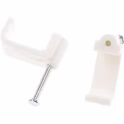 Clip serre-câble /bride de serrage = Clip serre-câbles rectangulaire Méthode de fixation = Clouer Matériau = PE Couleur = Bla ...