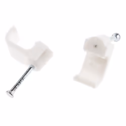 Clip serre-câble /bride de serrage = Clip serre-câbles rectangulaire Méthode de fixation = Clouer Matériau = PE Couleur = Bla ...