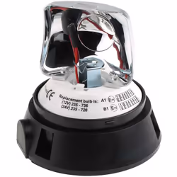 Tension d'alimentation = 12 V c.c. ; 24 V c.c. Effet lumineux = Rotatif Couleur de lentille = Lentille non incluse Montage = ...