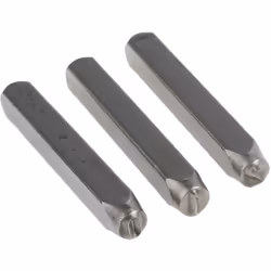 Hauteur de caractère = 6mm Nombre de pièces = 9 Contenu du kit = 0 ? 9 Longueur de poinçon = 64mm Largeur de poinçon = 7.5mm ...