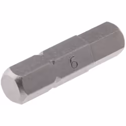 type de tête = Hexagonal Type = Embout de vissage Taille = 6 mm Matériau = Acier chrome vanadium Embouts à six pans 25 mm. Em ...
