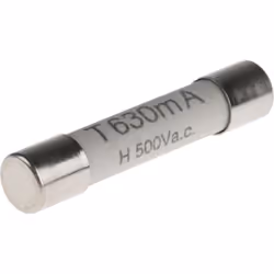 Gamme de courant = 630mA Taille de fusible = 6.3 x 32mm Vitesse de fusion = T Plage de tension = 500V c.a. Diamètre = 6.3mm M ...