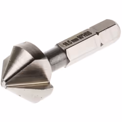 Diamètre de la tête = 16.5mm Fraise d'angle = 90° Nombre de cannelures = 3 Matériau = HSS Longueur hors tout = 40 mm Nombre d ...