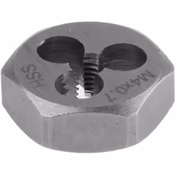 Taille de filetage = M4 Pas = 0.7mm Diamètre entre plats = 0.71pouce Epaisseur = 0.25pouce Matériau = HSS Filières HSS. Ecrou ...