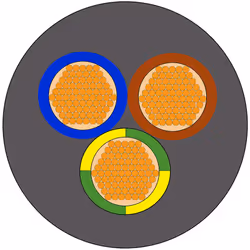 Nombre de conducteurs = 3 Section = 0,5 mm² Couleur de gaine = Gris Courant = 3 A Longueur = 100m Tension = 300 V Diamètre ex ...