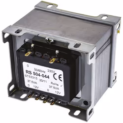 Tension au primaire = 230V c.a. Tension au secondaire = 12V c.a. Puissance = 75VA Nombre de sorties = 2 Type de montage = Châ ...