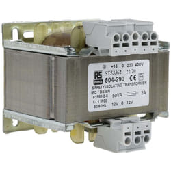 Transformateur d'isolement, Vin 230V ac (+/- 15V) - 400V ac (+/- 15V), Vout ±12V c.a., 50VA, sorties ( Prix pour 1 )