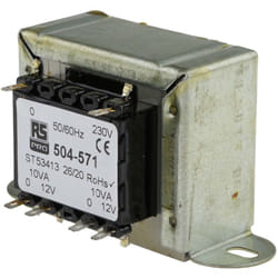 Transformateur à montage sur châssis, Vin 230V c.a., Vout 12V c.a., 2 sorties, 20VA ( Prix pour 1 )
