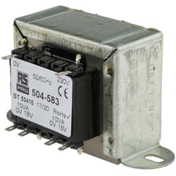 Rs Pro - Transformateur à montage sur châssis, Vin 230V c.a., Vout 18V c.a., 2 sorties, 20VA ( Prix pour 1 )
