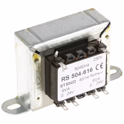 Tension au primaire = 230V c.a. Tension au secondaire = 24V c.a. Puissance = 12VA Nombre de sorties = 2 Type de montage = Mon ...